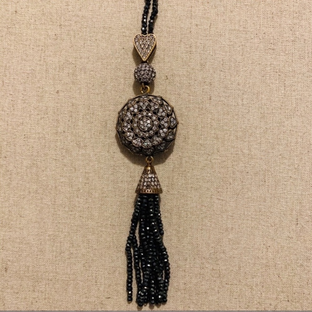 Grand Bazaar | Necklace | Pyrite CZ Sunburst Tassel Necklace - Picture 2 of 13